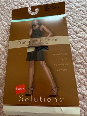 Hanes Solutions Women's Barely Black Sheer Tights Control Top